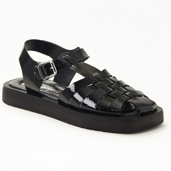 Free People Finn Platform Fisherman Sandal Black Patent Leather Size 41 US 10 - Picture 6 of 15